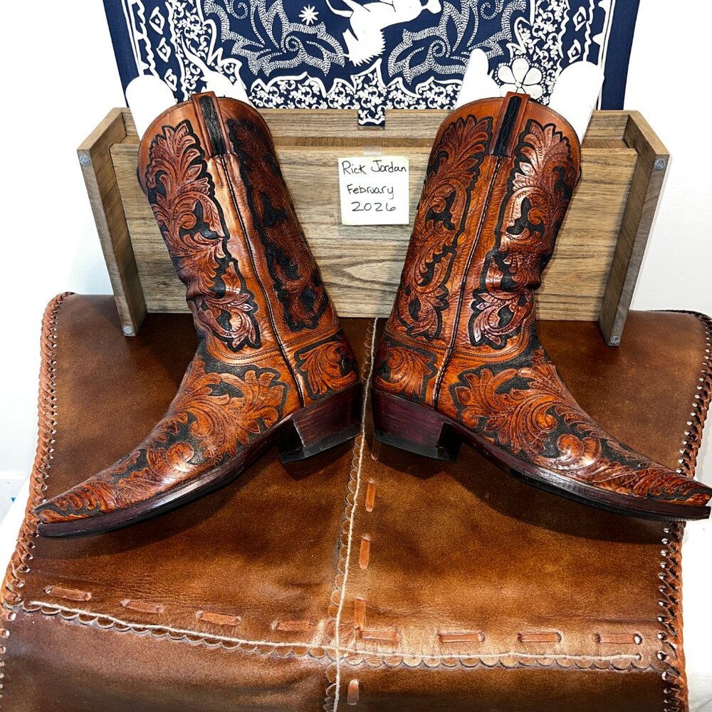 Lucchese Handmade Classic 'Kents' in Mahogany/Pecan Color and men's size 11.5D - Picture 7 of 8